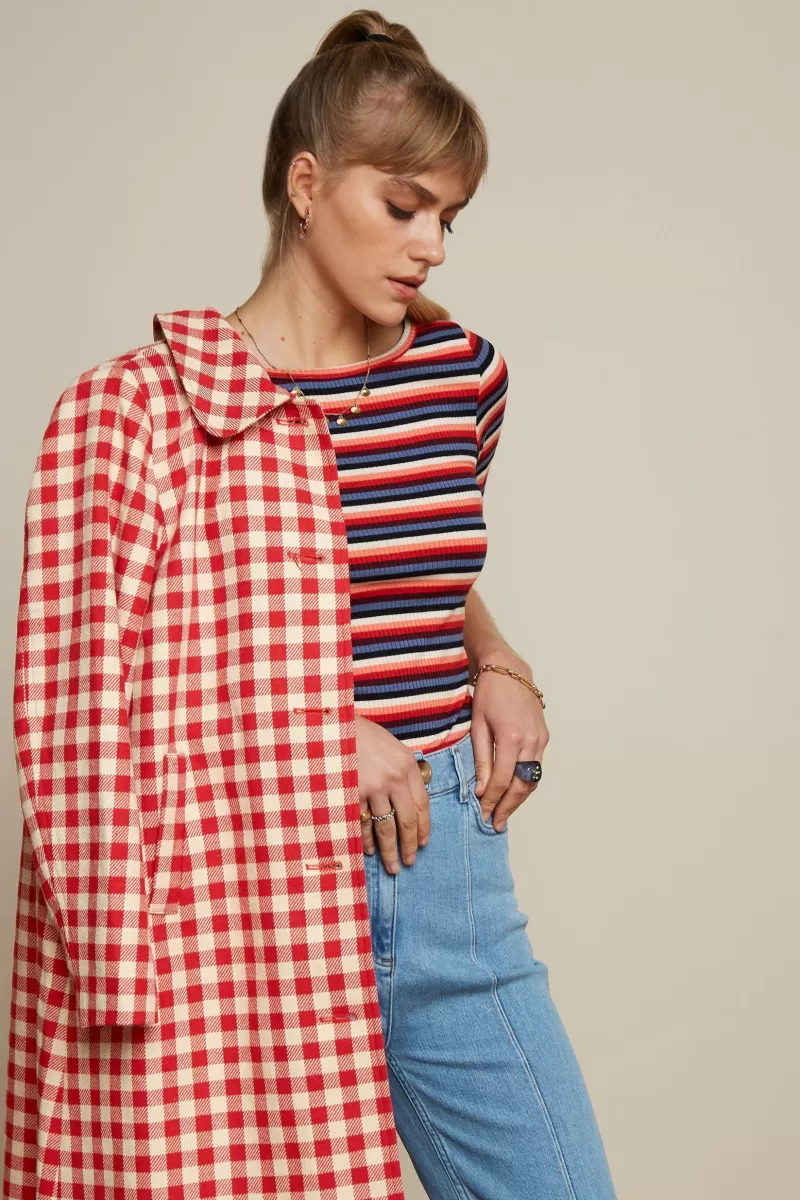 anais_coat_long_nimes_check_4.webp Vrouw King Louie Jassen & Blazers-Anais Coat Long Nimes Check