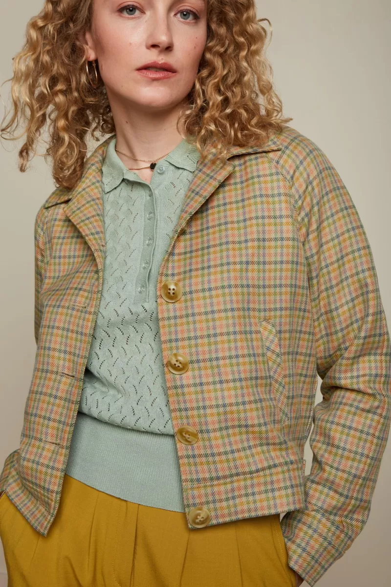 elle_baseball_jacket_siren_check_2.webp Vrouw King Louie Jassen & Blazers-Elle Baseball Jacket Siren Check